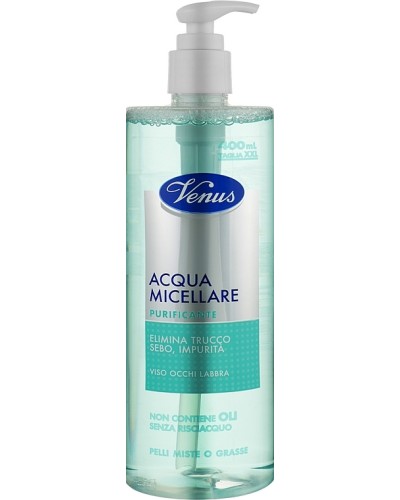 Venus Acqua micellare purificante viso occhi labbra pelli miste o grasse 400 ml