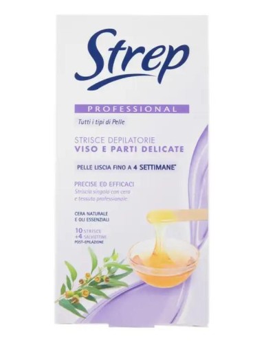 Strep Professional Strisce depilatorie viso e parti delicate, 10 pz